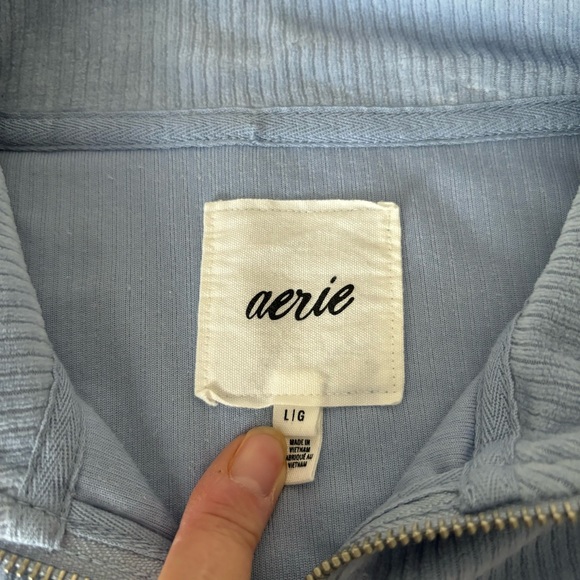 Aerie Groove On Zip Up Crop Jacket Size L Blue - Picture 2 of 14
